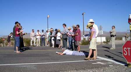 Line crossers and co-resisters recite to each other